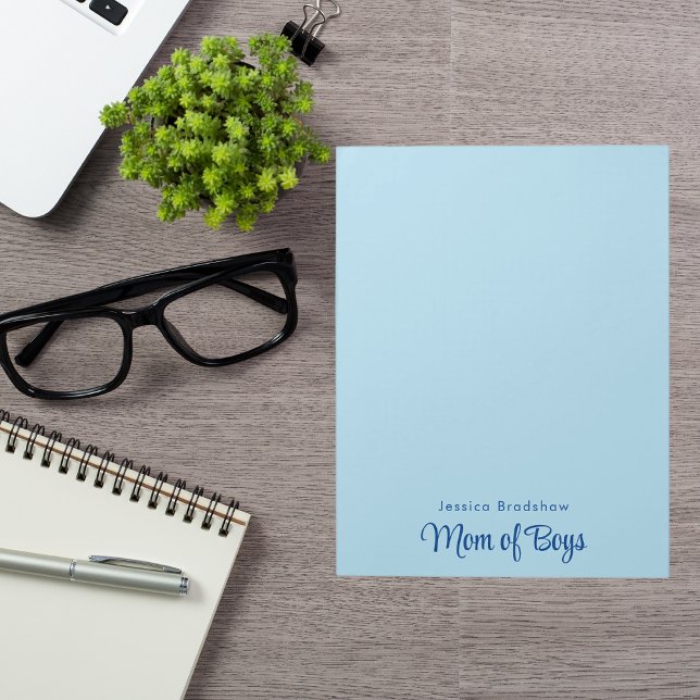 Modern minimalistisk enkel Chic Blue "Mamma of Boy Anteckningsblock (Skapare uppladdad)