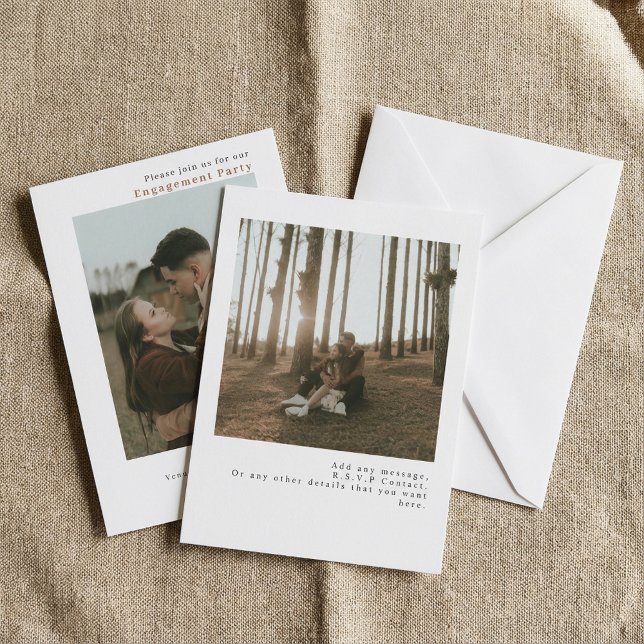 Modern, minimalistisk, enkel dubbla Photo Bröllop Inbjudningar (Modern Minimalist Simple double Photo Wedding Invitation.)