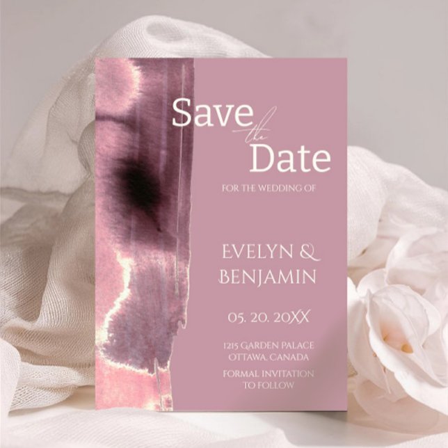 Modern, minimalistisk, enkel, Dusty Ro Mauve Spara Datumet (Skapare uppladdad)