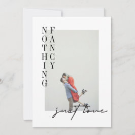 Modern minimalistisk enkel foto bröllopsflykt inbjudningar
