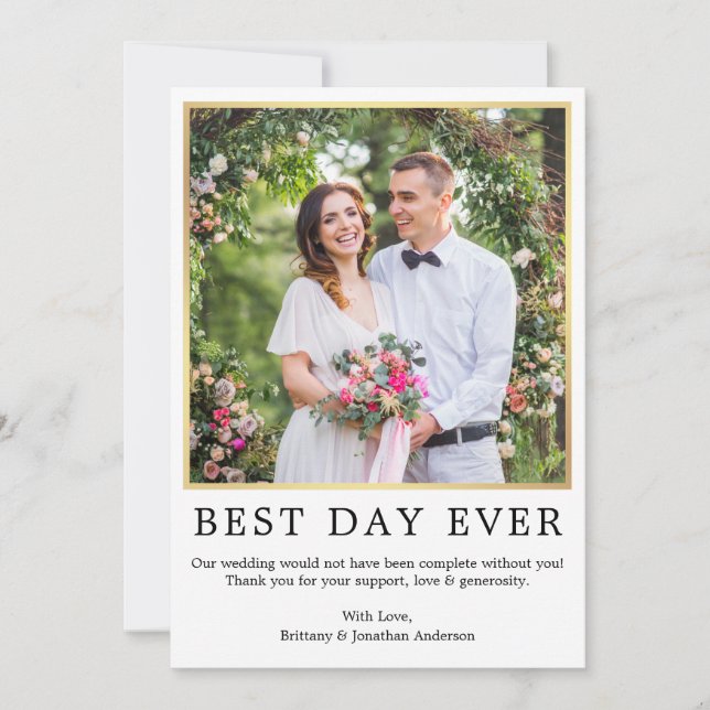 Modern, minimalistisk, enkel fotobästa dag i Guld Tack Kort (Framsida)