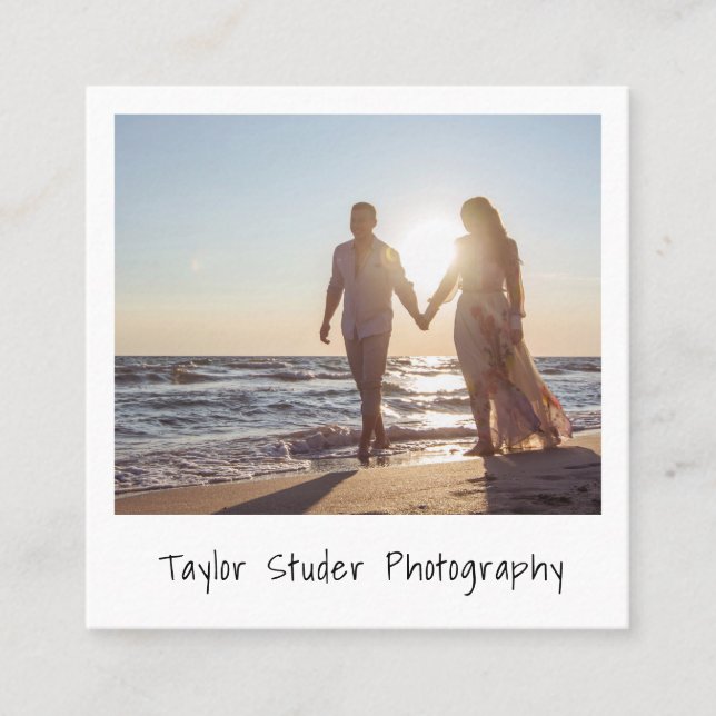 Modern, minimalistisk, enkel fotofotografi fyrkantigt visitkort (Framsida)