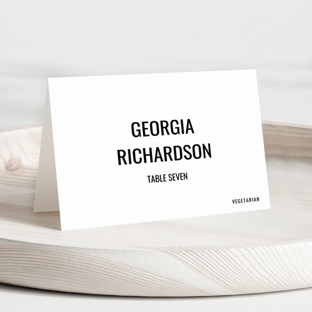 Modern minimalistisk enkel gästplats i Namn Bordsnummer (Simple monogram wedding place card)