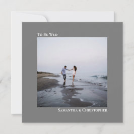 Modern minimalistisk enkel Grått Square Photo Bröl Inbjudningar