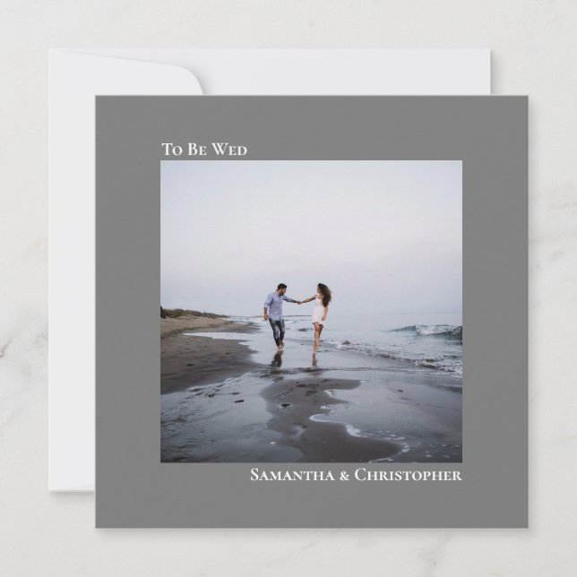 Modern minimalistisk enkel Grått Square Photo Bröl Inbjudningar (Framsida)