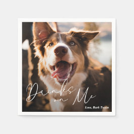 Modern minimalistisk enkel Hund Bröllop Pappersservett