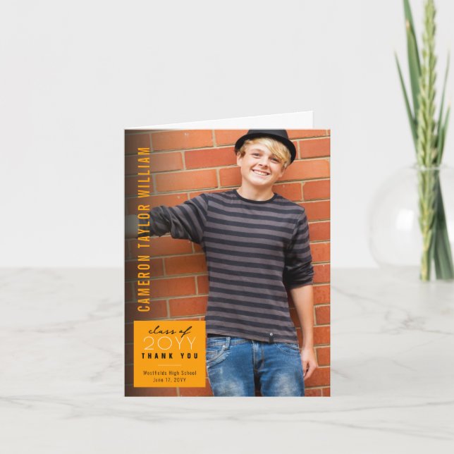 Modern, minimalistisk, enkel kvadratfot i Studente Tack Kort (Framsida)