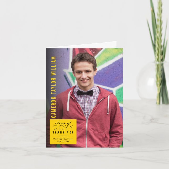 Modern, minimalistisk, enkel kvadratfot i Studente Tack Kort (Framsida)