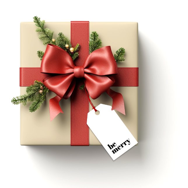 Modern, minimalistisk, enkel, låt oss bara vara nö presentetikett (Modern Minimalist "Be Merry" Holiday Gift Tag)