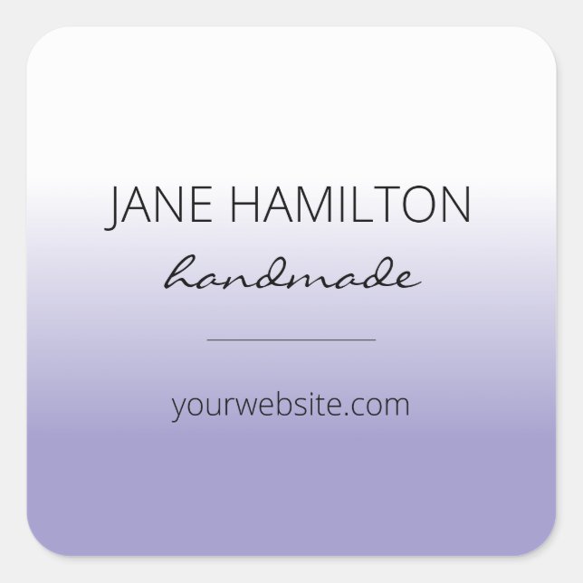 Modern minimalistisk enkel Lila Fyrkantigt Klistermärke (Framsida)