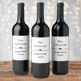 Modern, minimalistisk, enkel märkning av Bröllop V Vinflaska Etikett