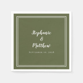 Modern minimalistisk enkel Oliv grönt Bröllop Pappersservett