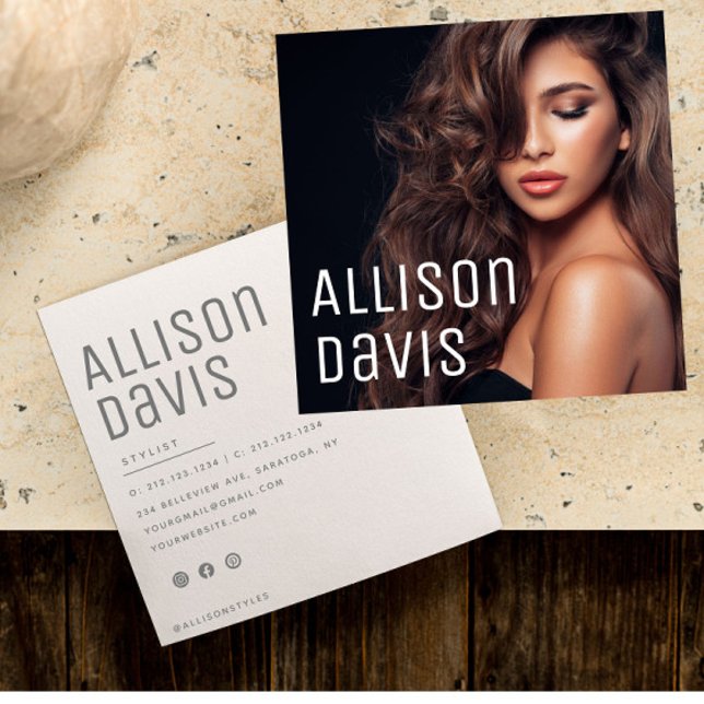 Modern, minimalistisk, enkel Professionell, fotokv Fyrkantigt Visitkort (Skapare uppladdad)