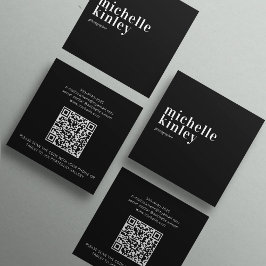 Modern minimalistisk enkel QR-kod personlig svart Fyrkantigt Visitkort