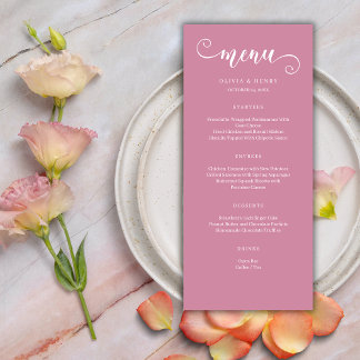 Modern Minimalistisk enkel Rosa Bröllop Menu Meny