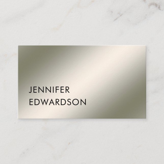 Modern minimalistisk enkel silver-vit professionel visitkort (Framsida)