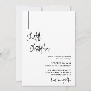 Modern Minimalistisk Enkel Stilren Foto Bröllop Inbjudningar