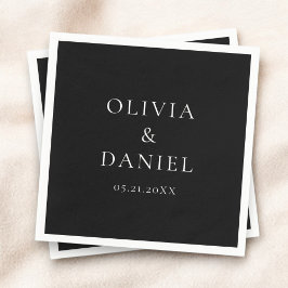 Modern, minimalistisk, enkel, svart Bröllop Pappersservett