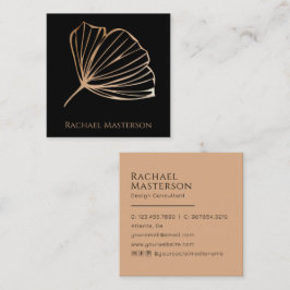 Modern minimalistisk enkel svart och Guld Fyrkantigt Visitkort