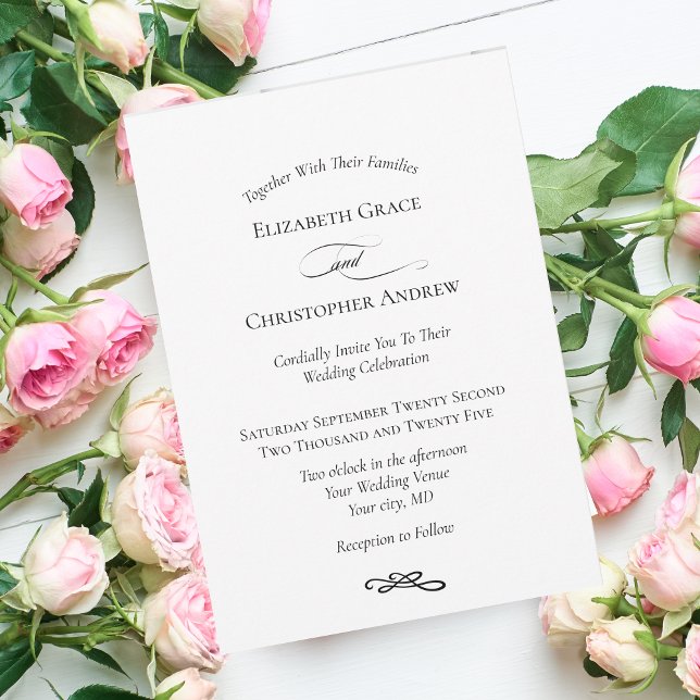 Modern, minimalistisk, enkel svart vit Bröllop Inbjudningar (Skapare uppladdad)