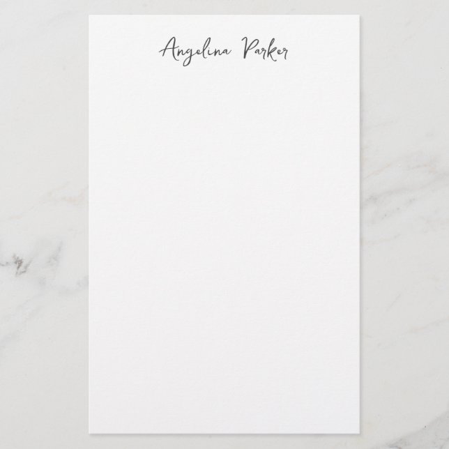 Modern minimalistisk, enkel svart vit, platt brevpapper (Framsida)