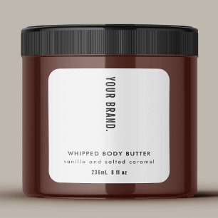 Modern, minimalistisk, enkel svartvit Burk-produkt Fyrkantigt Klistermärke