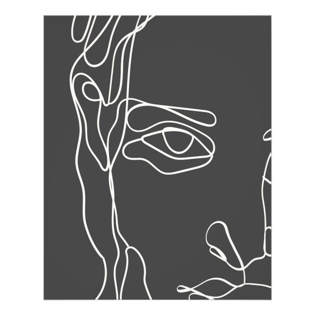 Modern minimalistisk enkelriktad teckning ansikte fototryck (Framsidan)