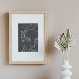 Modern minimalistisk enkelriktad teckning ansikte poster