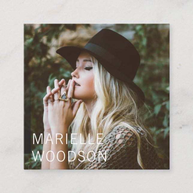 Modern, minimalistisk, enkelt foto fyrkantigt visitkort (Framsida)