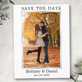 Modern, minimalistisk, enkelt foto spara datumet vykort