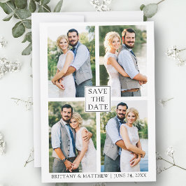 Modern, minimalistisk, enkelt par 4 foto spara datumet