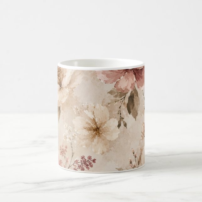 Modern minimalistisk estetisk naturkonst kaffemugg (Center)