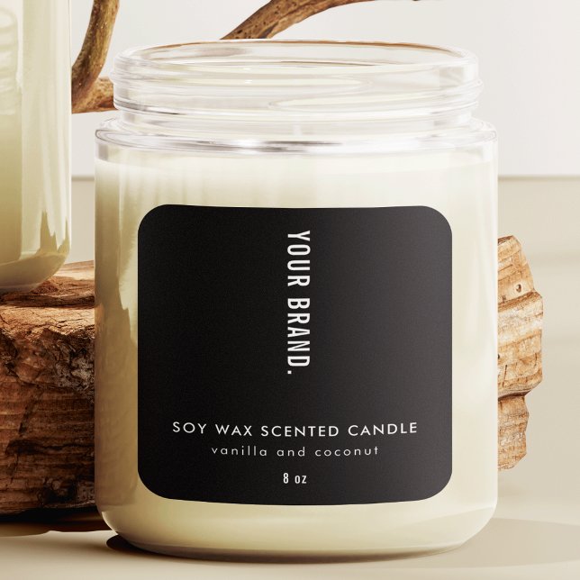 Modern minimalistisk etikett för svart förpackning (Modern Minimalist Black Packaging Candle Jar Label with fully editable text and colors)