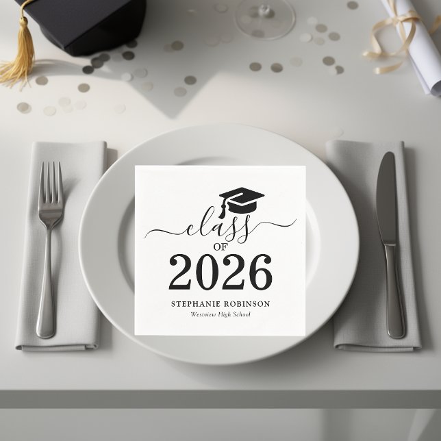Modern minimalistisk examen 2026  pappersservett (Skapare uppladdad)