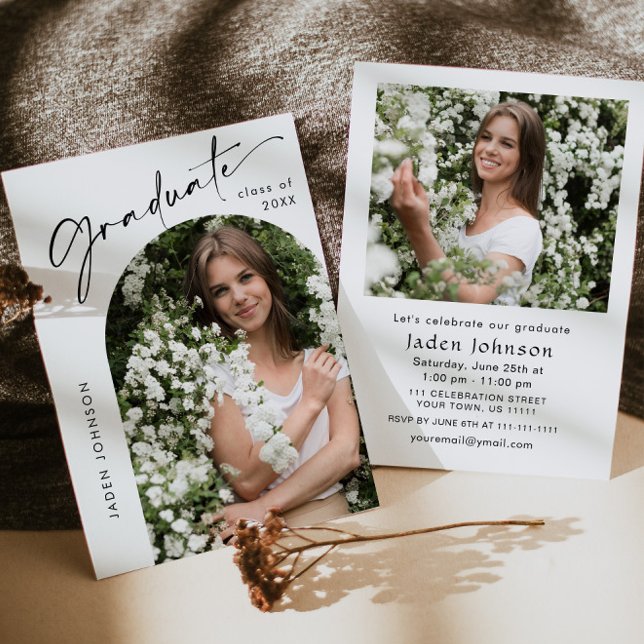 Modern Minimalistisk Examen 2 FOTO Examenfest Inbjudningar (Skapare uppladdad)