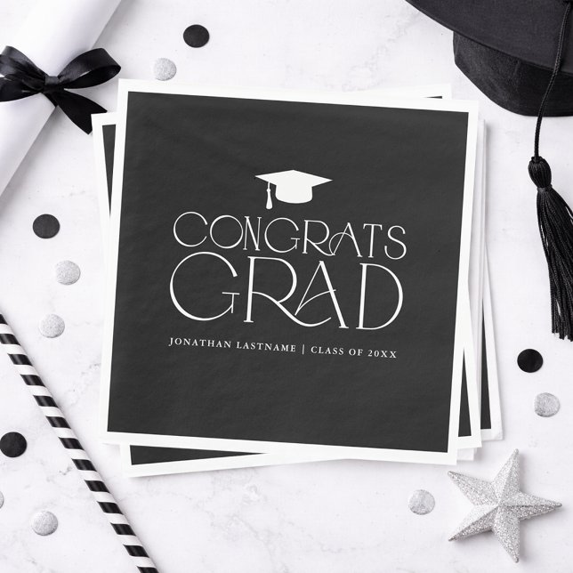 Modern Minimalistisk Examen Pappersservett (Modern Minimalist Graduation Napkins)