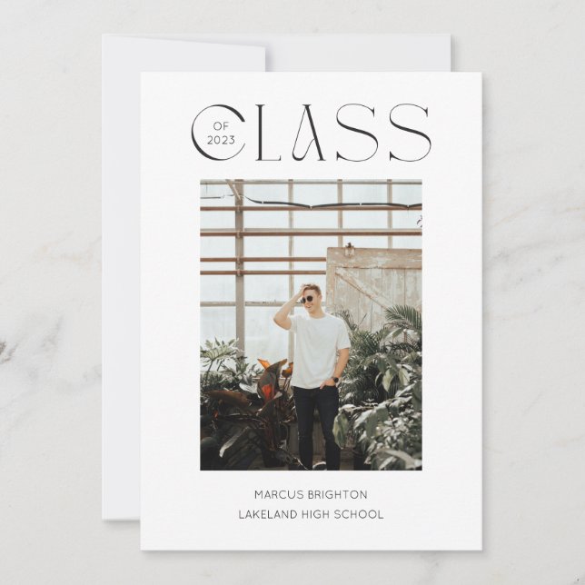 Modern minimalistisk examensannonsering för 2023 inbjudningar (Framsida)