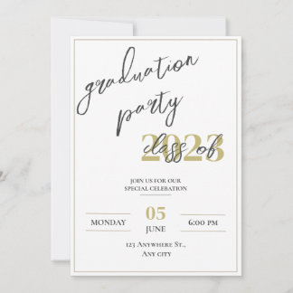 Modern minimalistisk examensfest inbjudningar