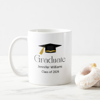 modern minimalistisk examensmössa årskull 2026 kaffemugg