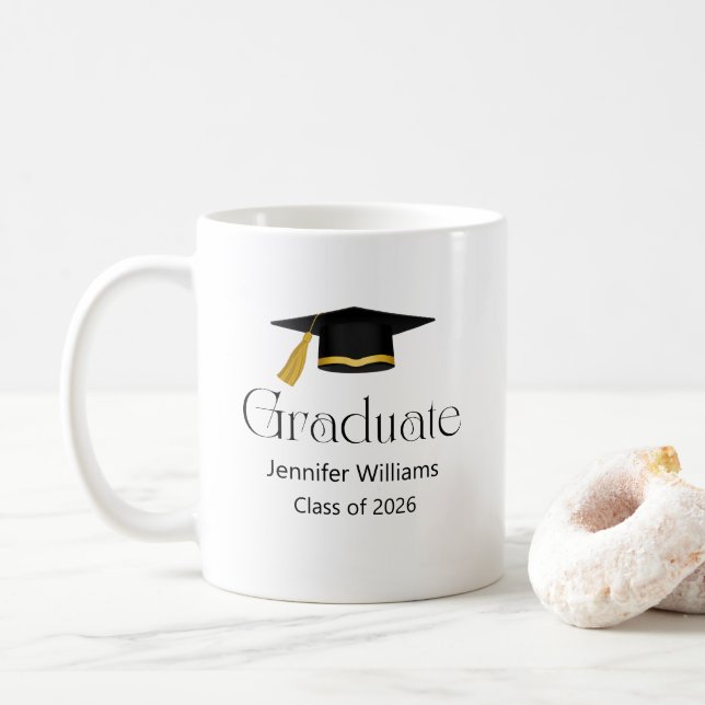 modern minimalistisk examensmössa årskull 2026 kaffemugg (Med munk)