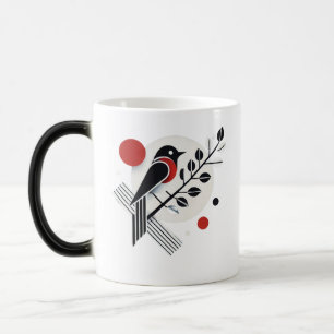 Modern minimalistisk fågelart Mugg - svart, vit oc