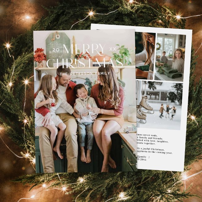 Modern minimalistisk familjefoto jul julkort (Skapare uppladdad)