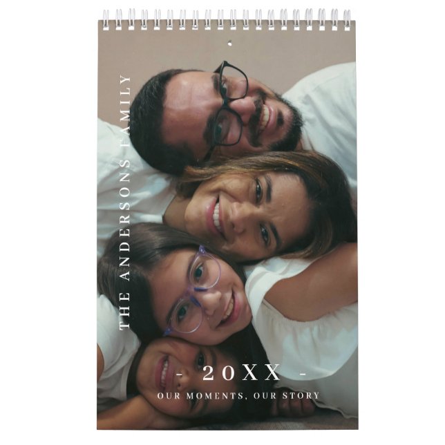 Modern Minimalistisk Familjefoto Kalender (Omslag)