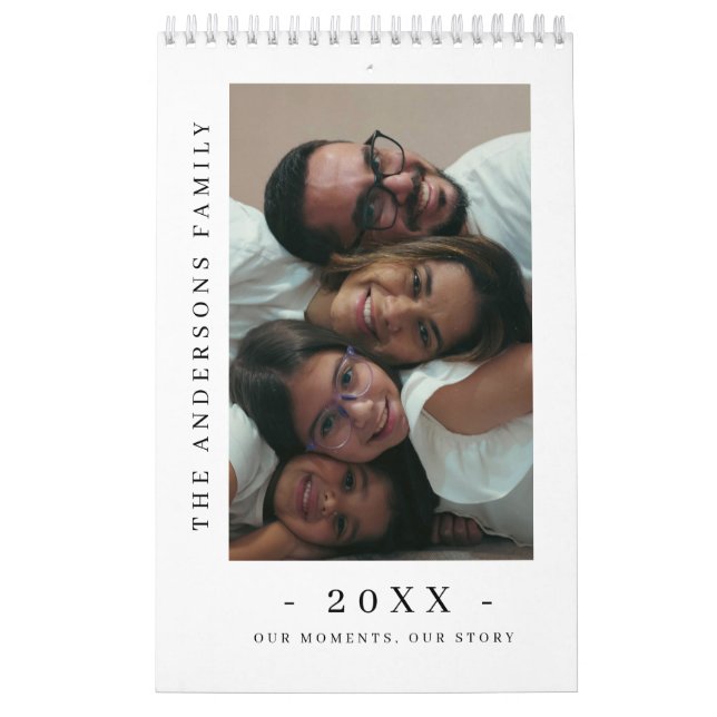Modern Minimalistisk Familjefoto Kalender (Omslag)