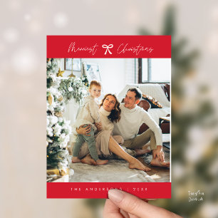 Modern minimalistisk familjefoto, rött bläddringst vykort