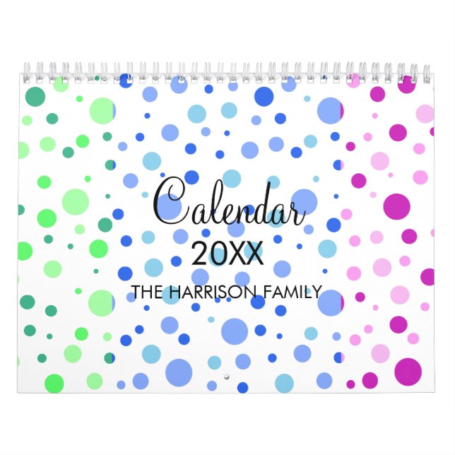 Modern minimalistisk färgstark polka punkt Mönster Kalender (Omslag)