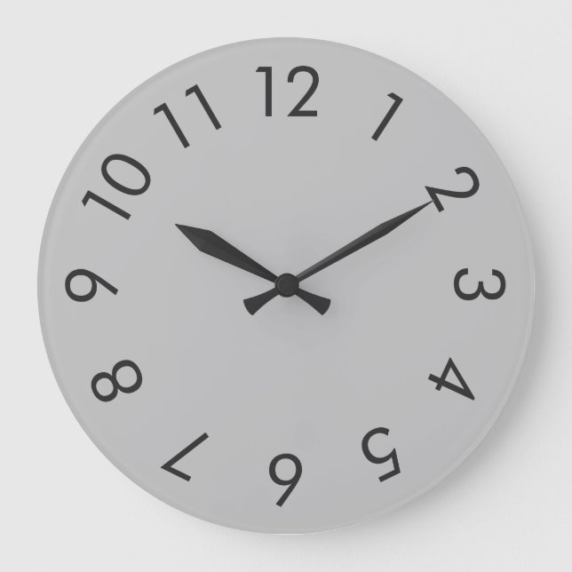 Modern minimalistisk fast Grått-lås Stor Klocka (Framsida)