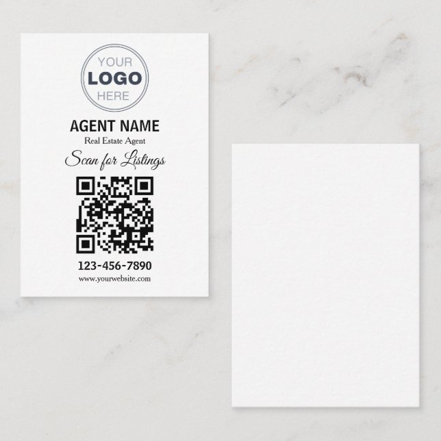 Modern Minimalistisk Fastighetslistningsscan Visitkort (Fram/baksida)