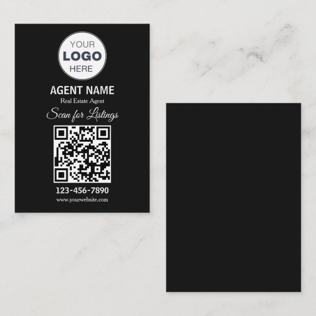 Modern Minimalistisk Fastighetslistningsscan Visitkort (Fram/baksida)
