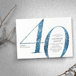 Modern minimalistisk faux blue glitter 40-årsdag inbjudningar<br><div class="desc">Den moderna minimalistiska 40-årsfestinbjudan innehåller snyggt faux blue glitter nummer 40 och dina party-uppgifter i klassiskt serif-teckensnitt,  enkelt och elegant,  underbar överraskningsdelårsinbjudan för vuxen. färgen kan ändras till valfri färg.</div>